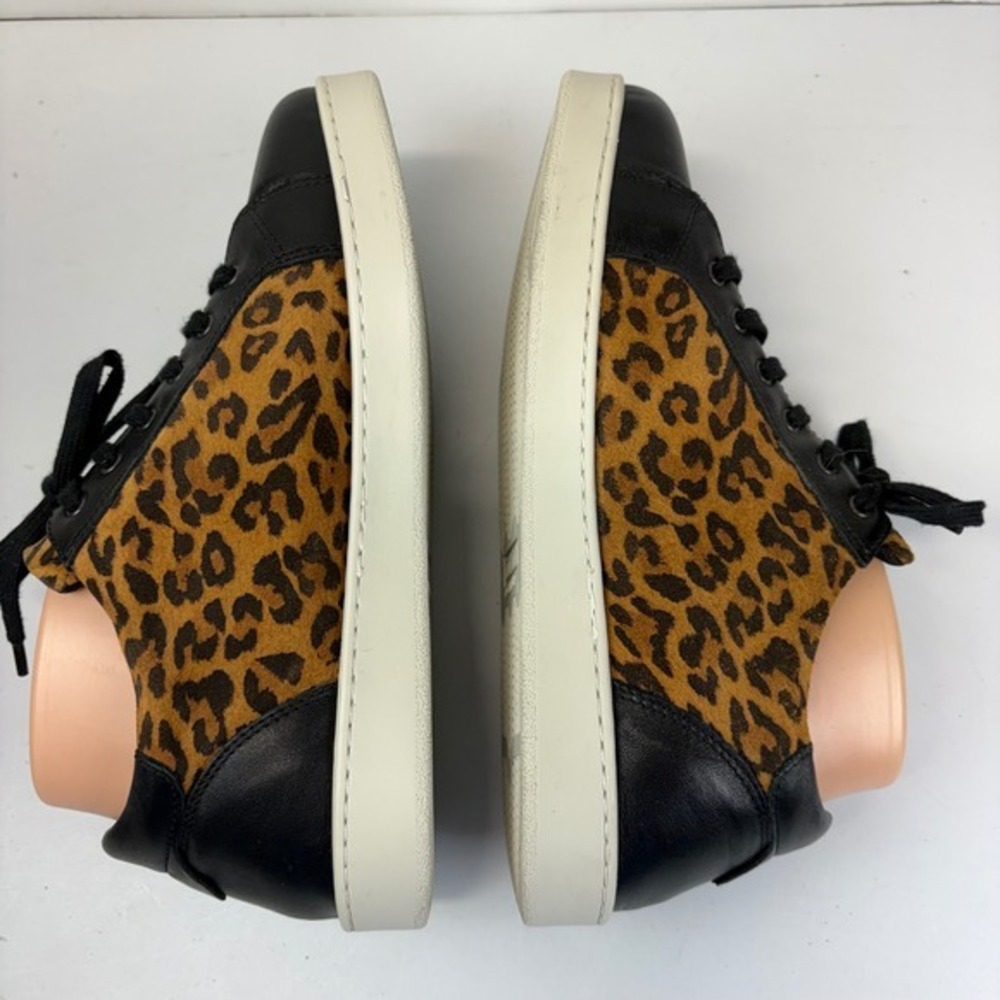 David Tate Elisa Sneaker Womens 8 Leopard Print Leather Side Zip Made Italy - Picture 5 of 7